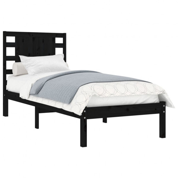 Estrutura cama pequena solteiro 75x190 cm madeira maciça preto M 3