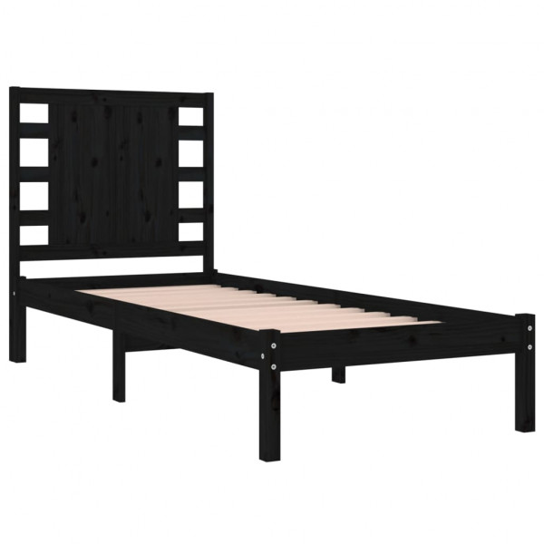 Estrutura cama pequena solteiro 75x190 cm madeira maciça preto M 4