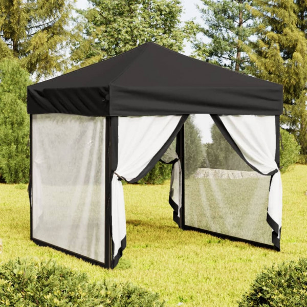 Carpa para fiestas plegable con paredes laterales negro 2x2 m D