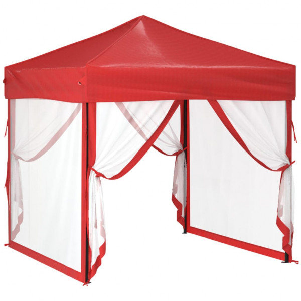 Carpa para fiestas plegable con paredes laterales roja 2x2 m M 3
