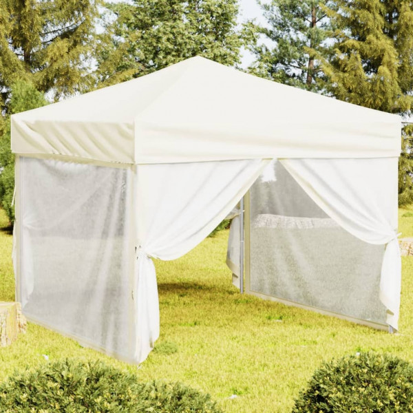 Carpa para fiestas plegable con paredes laterales crema 3x3 m D