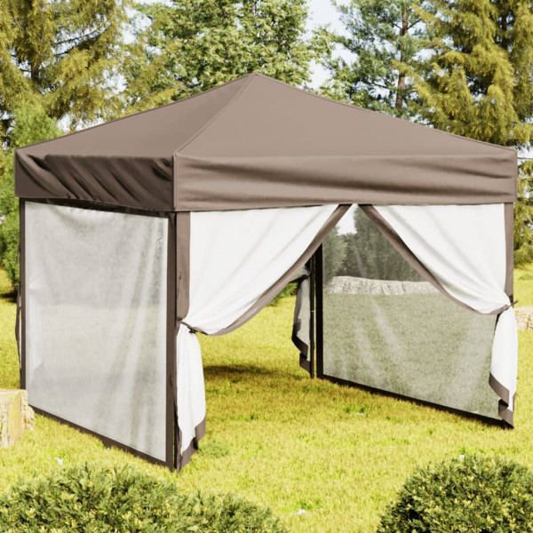 Carpa para fiestas plegable con paredes gris taupé 3x3 m D