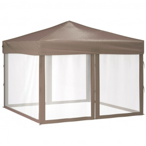 Carpa para fiestas plegable con paredes gris taupé 3x3 m H