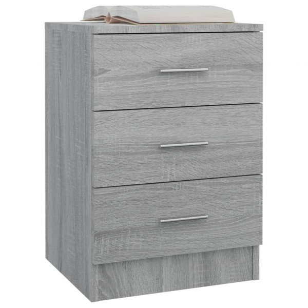 Mesita de noche madera contrachapada gris Sonoma 38x35x56 cm M 3