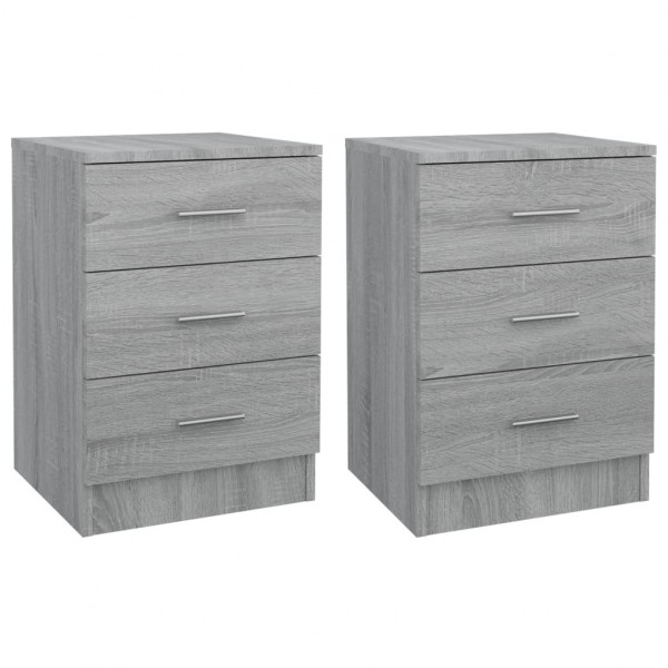 Mesitas de noche 2 uds madera gris Sonoma 38x35x56 cm D
