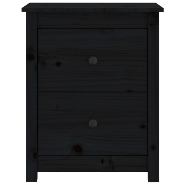 Mesitas de noche 2 uds madera maciza de pino negra 50x35x61.5cm M 4