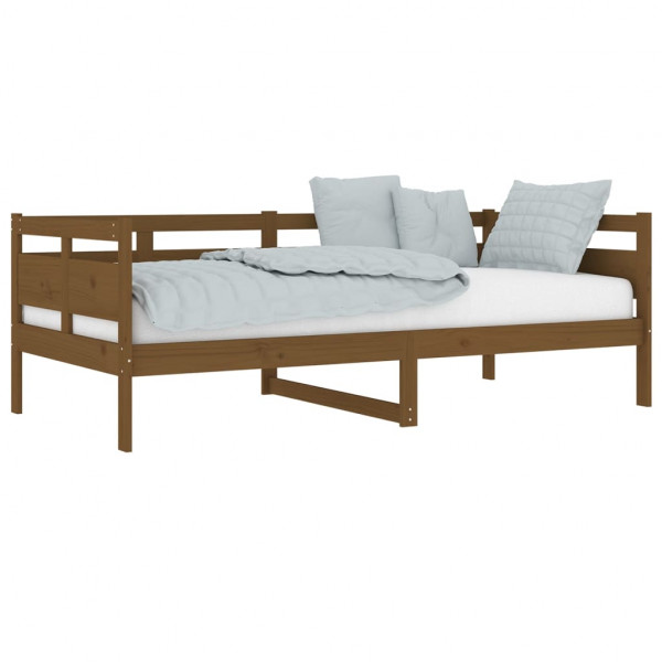 Sofá cama de madera maciza de pino marrón miel 90x190 cm M 3