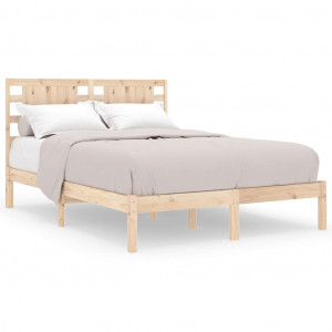 Estructura de cama doble madera maciza 135x190 cm H