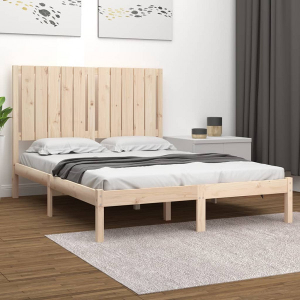 Estructura de cama madera maciza doble pequeña 120x190 cm D