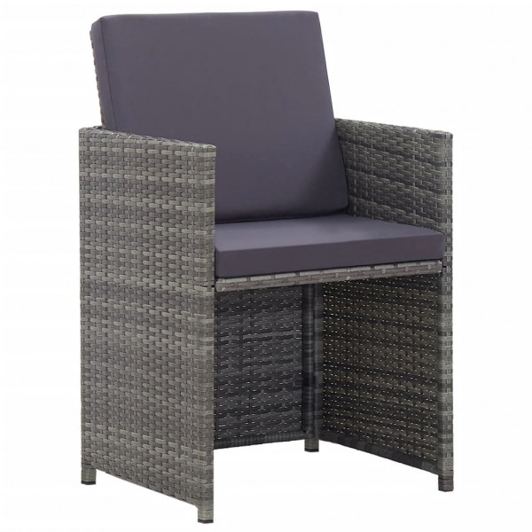 Set comedor de jardín 13 piezas y cojines ratán sintético gris M 5