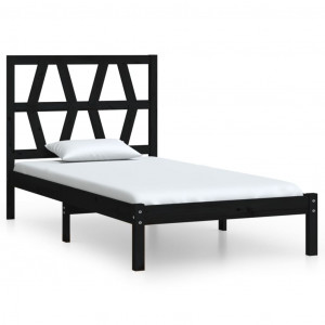 Estructura de cama madera maciza pino negra 75x190 cm H