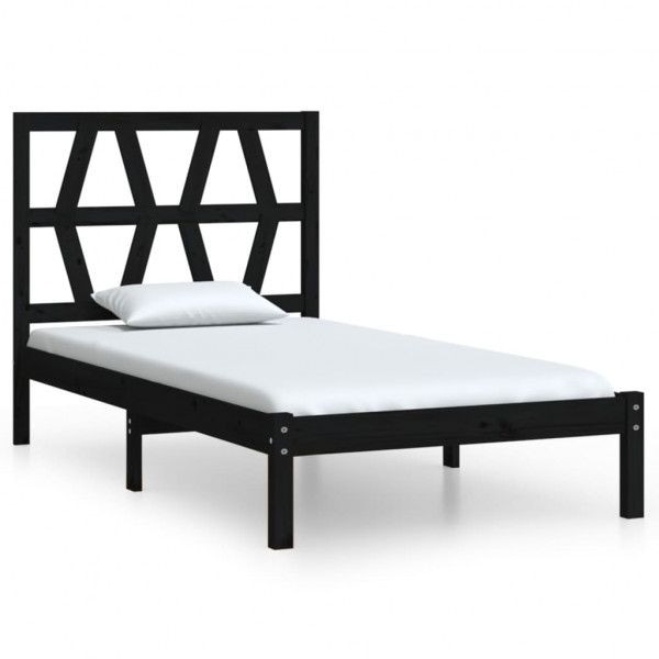 Estructura de cama madera maciza pino negra 75x190 cm M 2