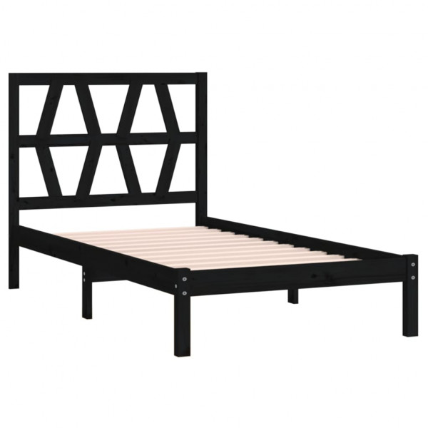 Estructura de cama madera maciza pino negra 75x190 cm M 4
