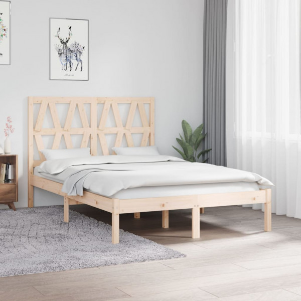Estructura de cama matrimonial madera maciza de pino 120x190 cm D