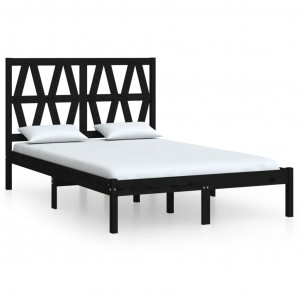 Estrutura de cama 140x190 cm madeira de pinho maciça preto H