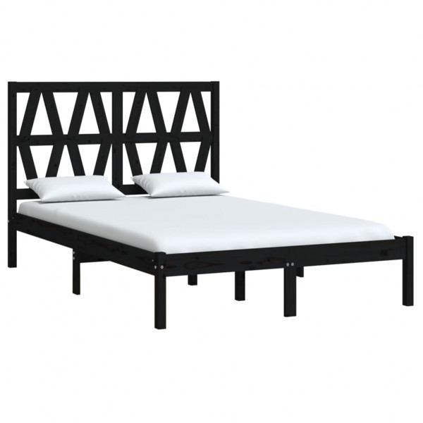 Estructura de cama de madera maciza de pino negra 140x190 cm M 3