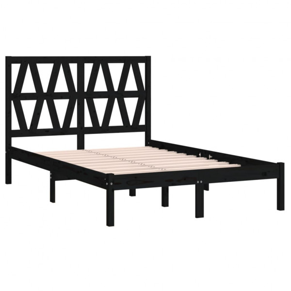 Estrutura de cama 140x190 cm madeira de pinho maciça preto M 4