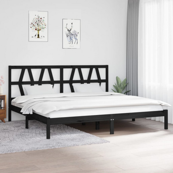 Estructura de cama de madera maciza de pino negro 200x200 cm D