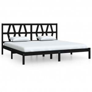 Estrutura de cama 200x200 cm pinho maciço preto H