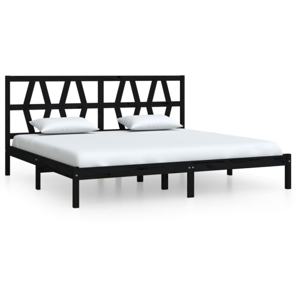 Estructura de cama de madera maciza de pino negro 200x200 cm M 2