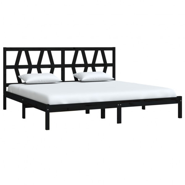 Estructura de cama de madera maciza de pino negro 200x200 cm M 3