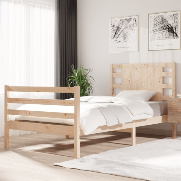 Estructura de cama de madera maciza de pino 90x200 cm D