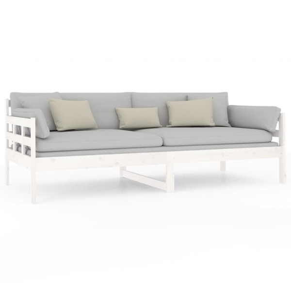 Sofá cama madera maciza de pino blanco 90x200 cm M 5