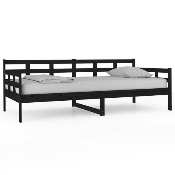 Sofá cama madera maciza de pino negro 90x200 cm M 2