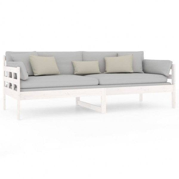Sofá cama madera maciza de pino blanco 80x200 cm M 5
