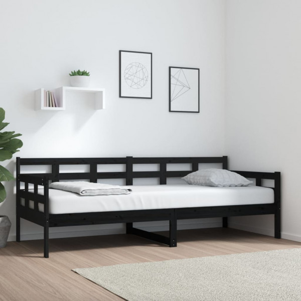 Sofá cama madera maciza de pino negro 80x200 cm D