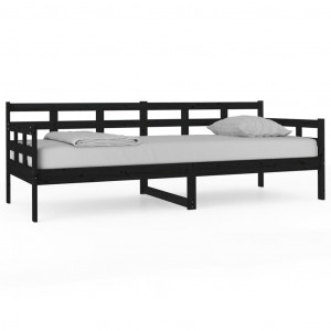 Sofá cama madera maciza de pino negro 80x200 cm H