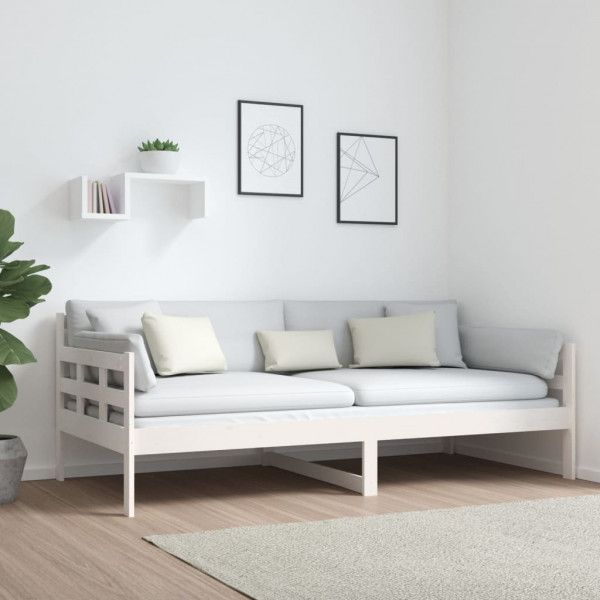 Sofá-cama 90x190 cm madeira de pinho maciça branco M 4