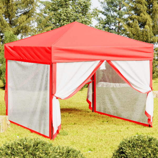 Carpa para fiestas plegable con paredes laterales rojo 3x3 m D
