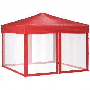 Carpa para fiestas plegable con paredes laterales rojo 3x3 m H