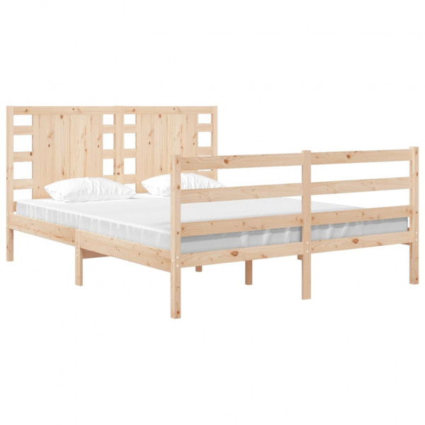 Estructura de cama de matrimonio madera maciza pino 135x190 cm M 3