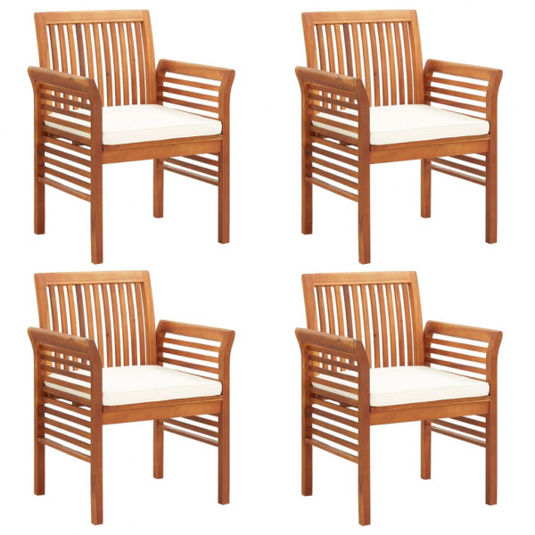 Sillas de comedor de jardín 4 uds con cojines madera de acacia D