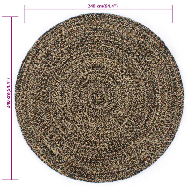 Tapete artesanal em juta 240 cm preto e castanho M 4