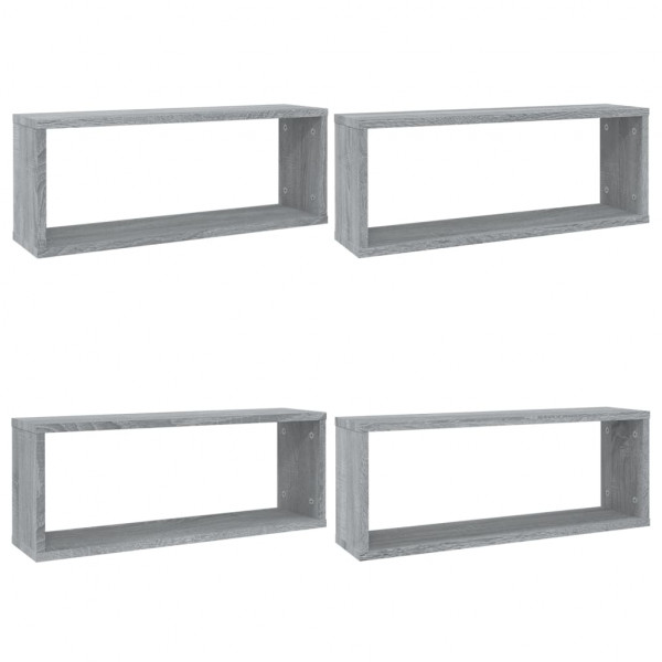 Estantes cúbicos de pared 4 uds madera gris Sonoma 60x15x23 cm M 2