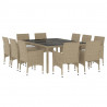 Juego de comedor de jardín de 11 piezas ratán sintético beige 3