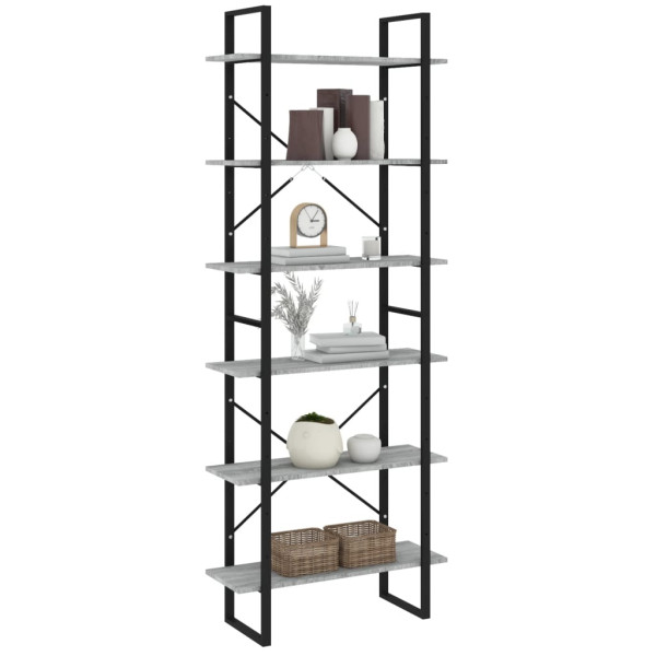 Estantería alta madera contrachapada gris Sonoma 80x30x210 cm M 4