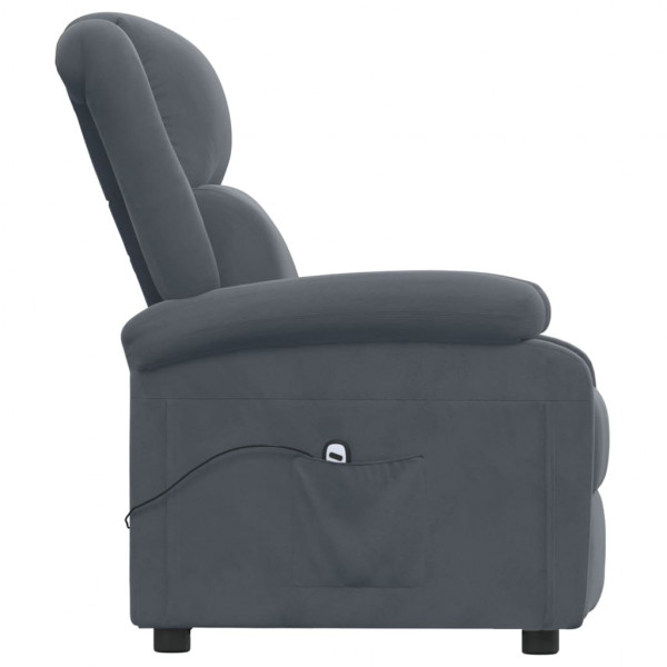 Sillón reclinable eléctrico de terciopelo gris oscuro M 4