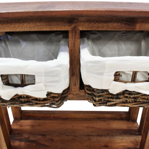 Mesa consola em madeira de mogno maciça 69x28x70 cm M 5