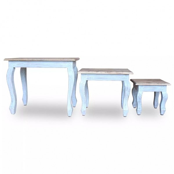 Set de 3 mesitas apilables de madera maciza reciclada M 5