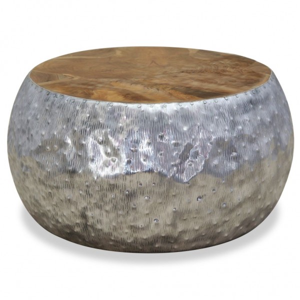 Mesa de centro em teca e alumínio 60x60x30 cm M 3