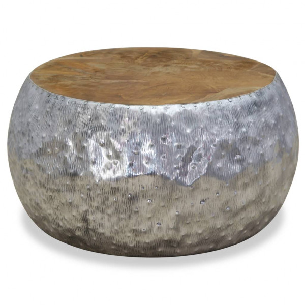 Mesita de centro de aluminio y teca 60x60x30 cm M 4