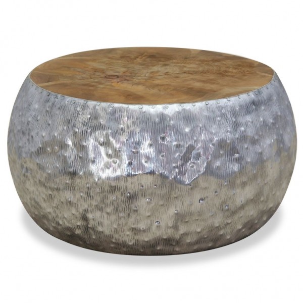 Mesita de centro de aluminio y teca 60x60x30 cm M 5