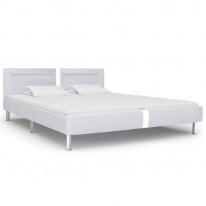 Estructura de cama con LED de cuero sintético blanco 180x200 cm H