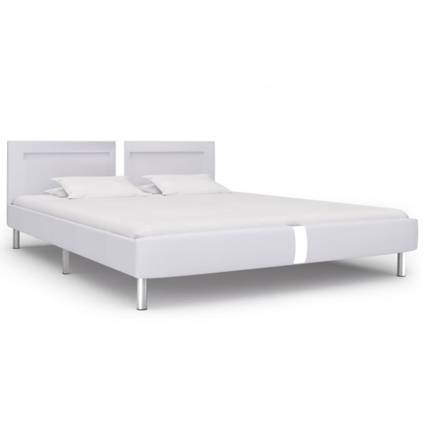Estrutura de cama c/ LEDs 180x200 cm couro artificial branco M 2