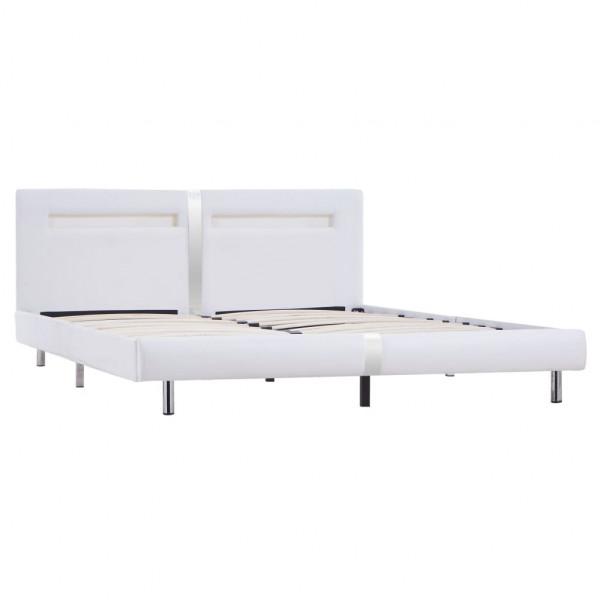 Estrutura de cama c/ LEDs 180x200 cm couro artificial branco M 3