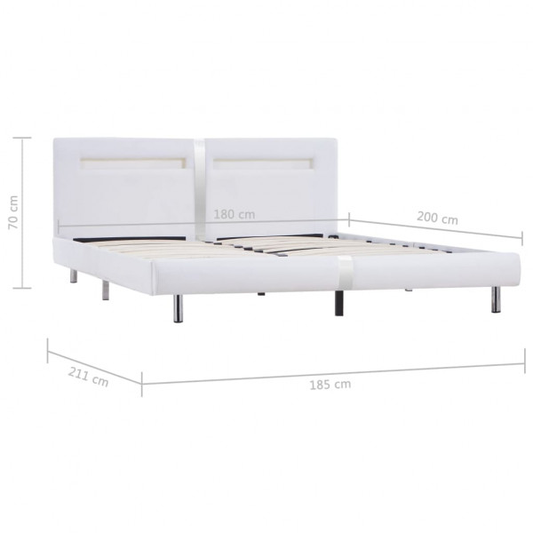 Estructura de cama con LED de cuero sintético blanco 180x200 cm M 6